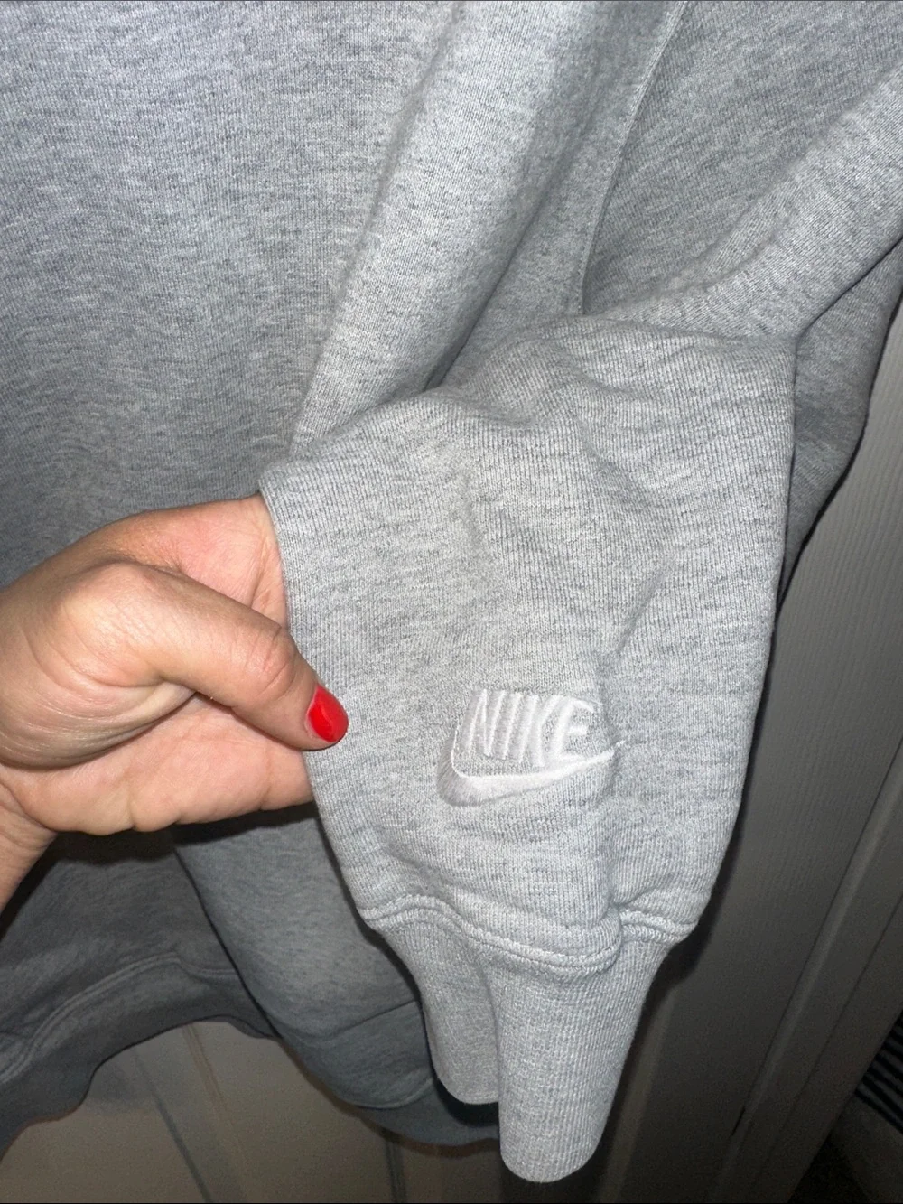 Nike Gray Crewneck Hoodie with White 'Just do it.' Embroidery